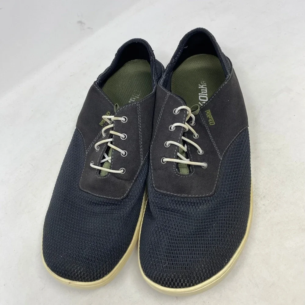 OluKai Nohea Moku Mens 10 Black Mesh Boat Shoes Sneakers 10283-4040